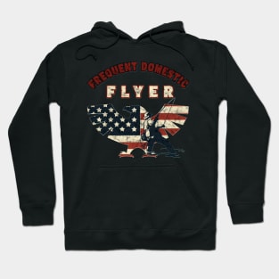 Fun Vintage Eagle US Flag Frequent Domestic Flyer Hoodie